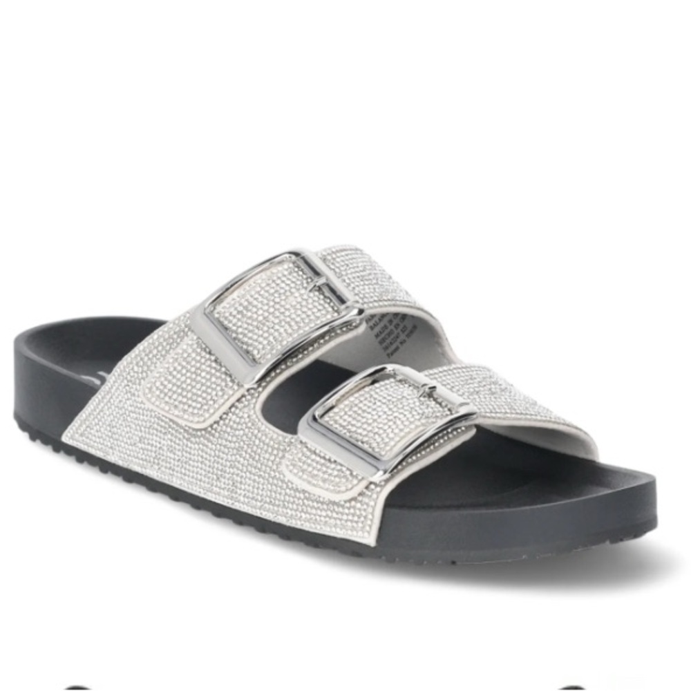 Madden Girl Black and Silver Crystal Sandals